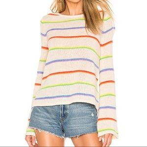 NWT Lovers + Friends Open Back Ivory Rainbow Stripe Sweater Sz S